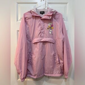 RIPNDIP Nermal Flowers Pink  Anorak Pullover Jacket Sz M Cat Lovers Windbreaker